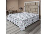 Abakuhaus Lenzuolo Sugar Skull, Motivo Floreale Con Teschi Su Sfondo Geometrico Damascato Floreale, Lenzuolo Superiore Morbido E Confortevole Per Un Letto Decorativo 1 Pezzo 266 Cm X 260 Cm, Viola Bianco Azzurro