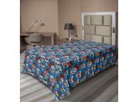 Abakuhaus Lenzuolo ZuckerschäDel, Motivo Con Teschi, Rose Rosse E Fiori Messicani Stampati, Lenzuolo Morbido E Confortevole Per Un Letto Decorativo, 1 Pezzo, 190 Cm X 100 Cm, Avorio, Blu, Rosso