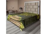 Abakuhaus Lenzuolo Con Stampa Paesaggio Rurale Naturale Con Bosco Di Querce, Lenzuolo Morbido E Confortevole Per Un Letto Decorativo 1 Pezzo 260 Cm X 228 Cm, Verde Scuro Marrone Chiaro