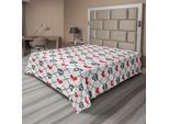 Abakuhaus Lenzuolo Con Teschi, Teschi Geometrici, Cuori, Croci, Motivo Nordico Lavorato A Maglia, Lenzuolo Morbido E Confortevole Per Un Letto Decorativo 1 Pezzo 266 Cm X 260 Cm, Grigio Cocco Rosso