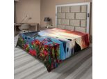 Abakuhaus Lenzuolo Da Letto, Papaveri E Garofani Fiori Primavera Mare Vista Mare Spiaggia Immagine, Morbido E Confortevole Lenzuolo Superiore Per Un Letto Decorativo 1 Pezzo 244 Cm X 205 Cm, Multicolore
