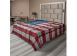 Abakuhaus Usa Lenzuolo, Quarto Di Luglio Giorno Dell'indipendenza Simbolo Della Democrazia In Legno, Morbido E Confortevole Lenzuolo Superiore Per Un Letto Decorativo 1 Pezzo 275 Cm X 260 Cm, Grigio Chiaro Blu Rosso
