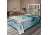 Abakuhaus Lenzuolo Wal, Fantastica Immagine Di Balena E Aereo, Paesaggio Fantastico, Immagine Del Cielo, Lenzuolo Morbido E Confortevole Per Un Letto Decorativo, 1 Pezzo, 260 Cm X 168 Cm, Azzurro, Giallo, Bianco