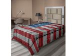 Abakuhaus Usa Lenzuolo, Quarto Di Luglio Giorno Dell'indipendenza Simbolo Della Democrazia In Legno, Morbido E Confortevole Lenzuolo Superiore Per Un Letto Decorativo 1 Pezzo 260 Cm X 168 Cm, Grigio Chiaro Blu Rosso