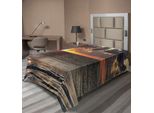 Abakuhaus Lenzuolo Da Letto, Drammatico Tramonto A CancúN Nuvole Oceano Calmo Immagine Costiera, Morbido E Confortevole Lenzuolo Superiore Per Un Letto Decorativo 1 Pezzo 260 Cm X 168 Cm, Blu Grigio Arancione Giallo