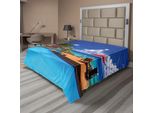 Abakuhaus Lenzuolo Da Spiaggia, Piscina Vista Sul Mare Spiaggia Con Palme Vacanze Viaggio Località Di Villeggiatura Immagine, Morbido E Confortevole Lenzuolo Superiore Per Un Letto Decorativo 1 Pezzo 275 Cm X 260 Cm, Multicolore