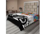 Abakuhaus Lenzuolo Da Letto Maschile, Motocicletta E Cerchio Astratto Formano Un Motivo Decorativo Urbano In Stile Moderno, Lenzuolo Morbido E Confortevole Per Un Letto Decorativo 1 Pezzo 275 Cm X 260 Cm, Multicolore