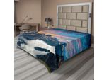 Abakuhaus Lenzuolo Da Letto, Paesaggio Alpino Nebbioso Parco Naturale Cielo Sereno Nuvole Fotografia, Morbido E Confortevole Lenzuolo Superiore Per Un Letto Decorativo 1 Pezzo 244 Cm X 205 Cm, Nero Bianco Blu
