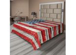 Abakuhaus Usa Lenzuolo, Quarto Di Luglio, Giorno Dell'indipendenza, Dipinto Su Pannello Di Legno, Immagine Libertà, Morbido E Confortevole Lenzuolo Superiore Per Un Letto Decorativo 1 Pezzo 260 Cm X 228 Cm, Beige Blu Rosso