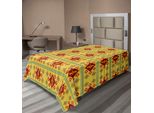 Abakuhaus Lenzuola Locali, Motivi Tribali Etnici Nativi, Bordi A Rombi, Lenzuolo Superiore Morbido E Confortevole Per Un Letto Decorativo, 1 Pezzo 260 Cm X 168 Cm, Giallo, Arancione E Rosso