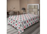 Abakuhaus Lenzuolo Con Teschi, Teschi Geometrici, Cuori, Croci, Motivo Nordico Lavorato A Maglia, Lenzuolo Morbido E Confortevole Per Un Letto Decorativo, 1 Pezzo, 260 Cm X 168 Cm, Grigio Cocco E Rosso