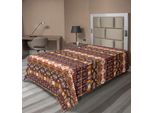 Abakuhaus Lenzuolo Colorato, Motivo Geometrico Astratto Multicolore In Stile Azteco Con Stampa A Frecce, Lenzuolo Morbido E Confortevole Per Un Letto Decorativo 1 Pezzo 260 Cm X 168 Cm, Multicolore