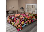 Abakuhaus Fantastico Lenzuolo, Hippie Colorato Paisley Musica Chiave Tipografia Idealismo Rivoluzione Storica, Morbido E Confortevole Lenzuolo Superiore Per Un Letto Decorativo 1 Pezzo 260 Cm X 168 Cm, Multicolore