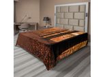 Abakuhaus Lenzuolo Da Letto, Sentiero Escursionistico Autunnale Nella Foresta Incantata Autumn Colors, Morbido E Confortevole Lenzuolo Superiore Per Un Letto Decorativo 1 Pezzo 275 Cm X 260 Cm, Arancione Scuro Marrone Scuro