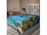 Abakuhaus Lenzuolo Ocean, Kood Island Thailandia Viaggio Vacanza Destinazione In Asia Come Stampa, Morbido E Confortevole Lenzuolo Superiore Per Un Letto Decorativo 1 Pezzo 190 Cm X 100 Cm, Marrone Chiaro Verde Blu