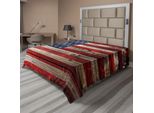 Abakuhaus Usa Lenzuolo, Quarto Di Luglio Giorno Dell'indipendenza, Parete In Legno Retrò Invecchiato, Emblema Nazionale, Lenzuolo Morbido E Confortevole Per Un Letto Decorativo 1 Pezzo 244 Cm X 205 Cm, Rosso Blu Marrone Chiaro
