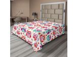 Abakuhaus Lenzuolo Con Gufi, Infanzia Felice Con Gufi Illustrazione Moderna Hipster Con Motivo Animale Ripetuto, Lenzuolo Morbido E Confortevole Per Un Letto Decorativo 1 Pezzo 275 Cm X 260 Cm, Arancione Fucsia Seafoam
