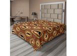 Abakuhaus Lenzuolo Safari, Motivo Etnico Africano Con Medaglione, Giraffe, Elefanti, Leoni E Rinoceronti, Lenzuolo Morbido E Confortevole Per Un Letto Decorativo, 1 Pezzo, 260 Cm X 228 Cm, Senape E Marrone