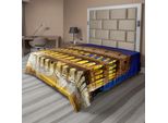Abakuhaus Lenzuolo Colosseo, Simbolo Della Cultura Europea Dell'architettura Imperiale Romana Storica, Morbido E Confortevole Lenzuolo Superiore Per Un Letto Decorativo 1 Pezzo 244 Cm X 205 Cm, Blu Reale Giallo Marrone