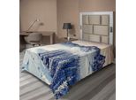 Abakuhaus Lenzuolo Naturale, Inverno Innevato Cielo Drammatico Paese Delle Fiabe Nevicata Stampa Panoramica, Lenzuolo Superiore Morbido E Confortevole Per Un Letto Decorativo 1 Pezzo 260 Cm X 168 Cm, Blu Grigio Bianco Grigio