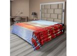 Abakuhaus Lenzuolo Da Letto, Acchiappasogni Ibiza Tramonto Mediterraneo Immagine Viaggio Vacanza Tema Immagine, Morbido E Confortevole Lenzuolo Superiore Per Un Letto Decorativo 1 Pezzo 260 Cm X 228 Cm, Rosso Corallo Blu Rosso