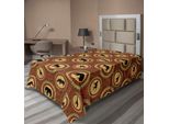Abakuhaus Lenzuolo Safari, Motivo Etnico Africano Con Medaglione, Giraffe, Elefanti, Leoni E Rinoceronti, Lenzuolo Morbido E Confortevole Per Un Letto Decorativo, 1 Pezzo, 260 Cm X 168 Cm, Senape E Marrone