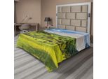 Abakuhaus Lenzuolo Toscana, Toscana Italia Luce Del Sole Fattoria Plantagioni Fattoria Stampa Verde, Morbido E Confortevole Lenzuolo Superiore Per Un Letto Decorativo 1 Pezzo 260 Cm X 228 Cm, Blu Cielo Verde Mela