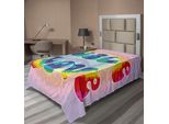 Abakuhaus Fantastico Lenzuolo, Testo "Pace E Amore"" Con Motivo Tie Dye, Energico E Divertente, Design Hippie Anni '60-'70, Lenzuolo Morbido E Confortevole Per Un Letto Decorativo, 1 Pezzo 190 Cm X 100 Cm, Multicolore"