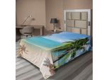 Abakuhaus Lenzuolo Da Letto Ocean, Stampa Panoramica Con Spiaggia Tropicale Sabbiosa A Tema Vacanze Esotiche, Lenzuolo Morbido E Confortevole Per Un Letto Decorativo 1 Pezzo 190 Cm X 100 Cm, Marrone Chiaro Turchese
