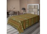 Abakuhaus Lenzuola Locali, Stampa Etnica Tribale Primitiva E Antiquata, Lenzuolo Superiore Morbido E Confortevole Per Un Letto Decorativo 1 Pezzo 260 Cm X 168 Cm, Color Cachi Senape E Marrone