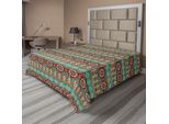 Abakuhaus Lenzuolo Colorato, Motivi Floreali E Geometrici Etnici Tribali Culturali, Lenzuolo Morbido E Confortevole Per Un Letto Decorativo 1 Pezzo 266 Cm X 260 Cm, Corallo Verde Acqua E Marrone