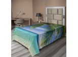Abakuhaus Lenzuolo Ocean, Panorama Tropicale Paradisiaco Alle Maldive Con Palme Su Sfondo Di Cielo Blu E Costa, Morbido E Confortevole Lenzuolo Superiore Per Un Letto Decorativo 1 Pezzo 190 Cm X 100 Cm, Verde Acquamarina Blu
