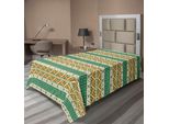 Abakuhaus Lenzuolo Colorato, Motivo Tribale Locale Antico, Stampa Etnica, Lenzuolo Morbido E Confortevole Per Un Letto Decorativo 1 Pezzo 190 Cm X 100 Cm, Verde Pistacchio Arancione