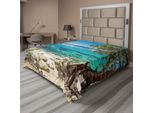 Abakuhaus Lenzuolo Naturale, Lake Tahoe Neve Riflesso Della Montagna Acqua Limpida Vista Sulla Costa Rocciosa, Lenzuolo Morbido E Confortevole Per Un Letto Decorativo 1 Pezzo 266 Cm X 260 Cm, Azzurro Pallido Verde Guscio D'uovo