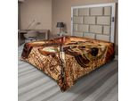 Abakuhaus Lenzuolo Antico, Bussola, Penna D'oca, Binocolo, Orologio Da Tasca, Vecchia Stampa Di Una Mappa, Morbido E Confortevole Lenzuolo Superiore Per Un Letto Decorativo, 1 Pezzo, 275 Cm X 260 Cm, Arancione Marrone
