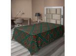 Abakuhaus Lenzuolo Etnico, Bordo Antico Simbolo Tribale Etnico Design Antico Stampa A Motivi Geometrici, Lenzuolo Morbido E Confortevole Per Un Letto Decorativo 1 Pezzo 260 Cm X 168 Cm, Corallo Verde Acqua Nero