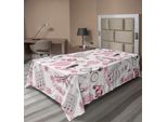 Abakuhaus Lenzuolo Torre Eiffel, Viaggi A Parigi Tema Luna Di Miele Fiori Romanticismo Mongolfiera Bicicletta Scarpa, Lenzuolo Morbido E Confortevole Per Un Letto Decorativo 1 Pezzo 260 Cm X 168 Cm, Bianco Rosa