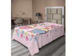 Abakuhaus Lenzuolo Con Gufi, Due Coppie Di Gufi Su Cupcake Springtime Happiness Arte Romantica Per Bambini, Lenzuolo Morbido E Confortevole Per Un Letto Decorativo 1 Pezzo 260 Cm X 168 Cm, Rosa Pallido E Azzurro