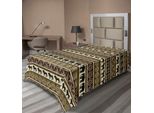 Abakuhaus Lenzuolo Safari, Motivo Geometrico In Stile Africano Con Animali Selvatici Della Linea Arte, Lenzuolo Morbido E Confortevole Per Un Letto Decorativo 1 Pezzo 190 Cm X 100 Cm, Nero E Marrone