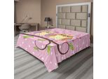Abakuhaus Lenzuolo Con Gufi, Gufi Innamorati Su Fondo A Pois, Tema Romantico, Lenzuolo Morbido E Confortevole Per Un Letto Decorativo, 1 Pezzo, 260 Cm X 228 Cm, Giallo Chiaro E Verde Mela.