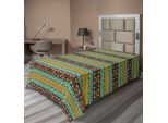 Abakuhaus Lenzuolo Retrò, Stile Retrò Con Motivo Azteco E Dettagli Geometrici, Lenzuolo Morbido E Confortevole Per Un Letto Decorativo 1 Pezzo 260 Cm X 168 Cm, Turchese Calendula Marrone