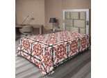 Abakuhaus Lenzuolo Etnico, Antico Motivo Geometrico Retrò In Stile Azteco, Lenzuolo Morbido E Confortevole Per Un Letto Decorativo 1 Pezzo 260 Cm X 168 Cm, Arancione Nero Bianco