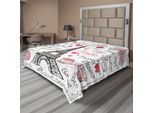 Abakuhaus Lenzuolo Torre Eiffel, Simboli Di Parigi, Bandiere A Forma Di Cuore, Stampa Digitale Decorativa, Lenzuolo Morbido E Confortevole Per Un Letto Decorativo, 1 Pezzo, 266 Cm X 260 Cm, Nero, Bianco, Rosa