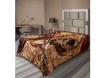 Abakuhaus Lenzuolo Antico, Bussola, Penna D'oca, Binocolo, Orologio Da Tasca, Vecchia Stampa Di Una Mappa, Morbido E Confortevole Lenzuolo Superiore Per Un Letto Decorativo, 1 Pezzo, 260 Cm X 168 Cm, Arancione Marrone