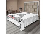 Abakuhaus Paris Lenzuolo, Illustrazione Di Gita Con Parola Parigi Edificio Storico Culturale Francese, Lenzuolo Superiore Morbido E Confortevole Per Un Letto Decorativo 1 Pezzo 260 Cm X 228 Cm, Bianco Nero