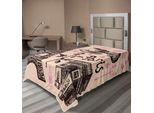 Abakuhaus Lenzuolo Torre Eiffel, Parigi Torre Eiffel Panificio Delizioso Cornetto Motivo Floreale Tradizionale, Morbido E Confortevole Lenzuolo Superiore Per Un Letto Decorativo 1 Pezzo 260 Cm X 168 Cm, Rosa Marrone Scuro