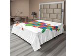 Abakuhaus Lenzuolo Fernweh, Mappa Colorata Degli Stati Uniti Con Stati E Capitale Washington Florida Indiana Stampa, Lenzuolo Morbido E Confortevole Per Un Letto Decorativo 1 Pezzo 266 Cm X 260 Cm, Multicolore