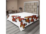 Abakuhaus Lenzuolo Con Farfalle, Farfalle Monarca, Cornice Con Insetti Esotici, Stampa Naturalistica, Illustrazione, Lenzuolo Morbido E Confortevole Per Un Letto Decorativo, 1 Pezzo, 266 Cm X 260 Cm, Marrone Scuro E Calendula.