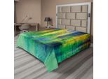 Abakuhaus Lenzuolo Con Fiori Acquerellati, Stile Astratto, Fiori Primaverili Acquerellati, Pittura Artistica, Natura, Morbido E Confortevole Lenzuolo Superiore Per Un Letto Decorativo, 1 Pezzo, 275 Cm X 260 Cm, Verde Giallo