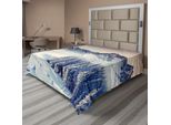 Abakuhaus Lenzuolo Naturale, Inverno Innevato Cielo Drammatico Paese Delle Fiabe Nevicata Stampa Panoramica, Lenzuolo Superiore Morbido E Confortevole Per Un Letto Decorativo 1 Pezzo 244 Cm X 205 Cm, Blu Grigio Bianco Grigio